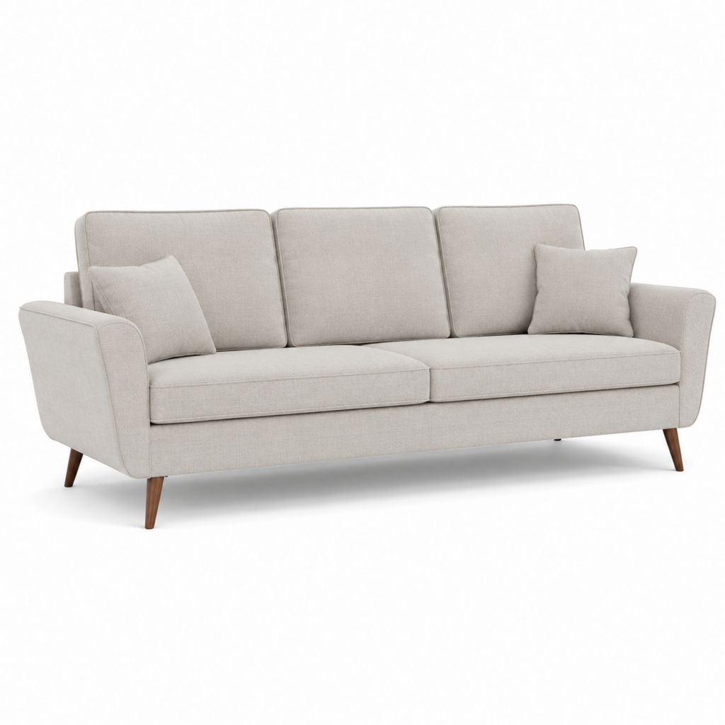 Divano 3 posti beige in poliestere rettangolare 220 x 90 x 85 cm
