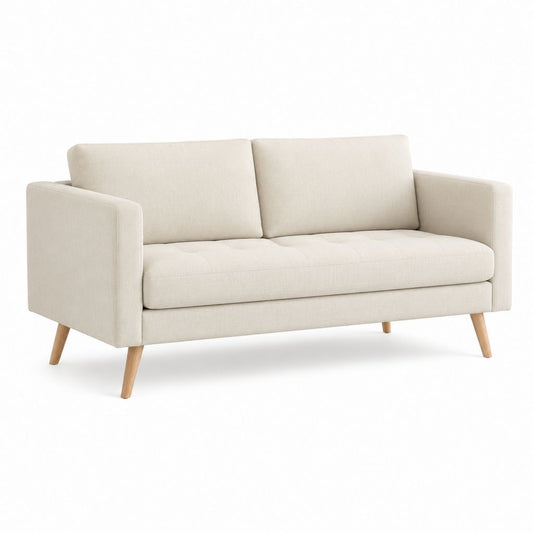 Divano 2 posti beige in poliestere con gambe in faggio 160 x 86 x 85 cm