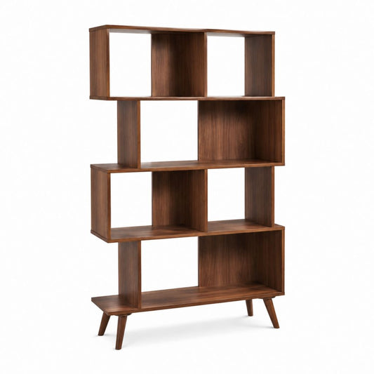 Libreria divisoria a giorno marrone noce in MDF impiallacciato 80 x 30 x 180 cm