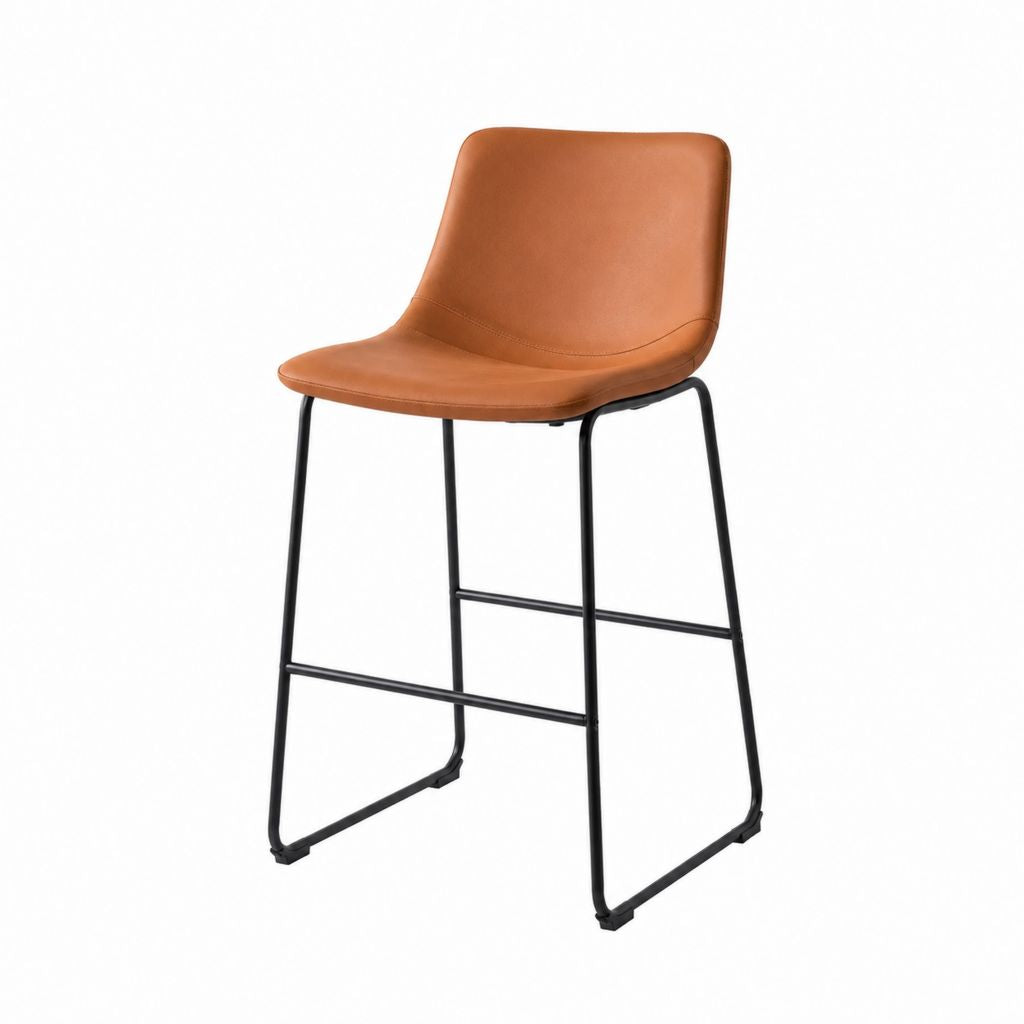 Sgabello da bar marrone in similpelle PU con struttura in acciaio 48 x 55 x 98 cm