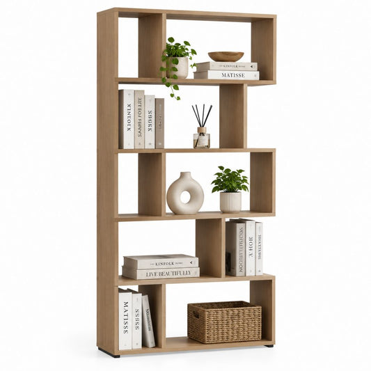 Libreria a 5 ripiani rovere chiaro in pannello truciolare 80 x 30 x 180 cm