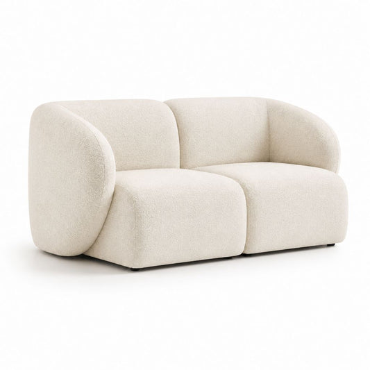 Divano 2 posti curvo avorio in bouclé di poliestere 180 x 95 x 75 cm