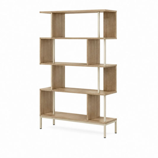 Libreria a giorno rettangolare rovere chiaro in pannello truciolare e acciaio 100 x 30 x 180 cm
