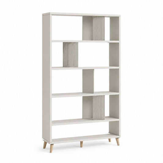 Libreria a 5 ripiani rettangolare bianca in MDF laminato 90 x 30 x 180 cm